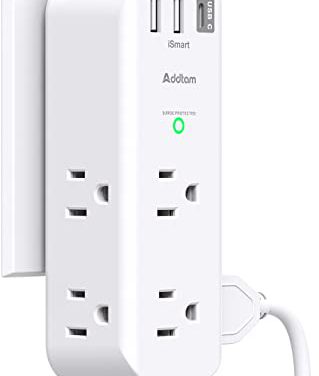 Powerful Surge Protector with Rotating Plug and Multiple Outlets