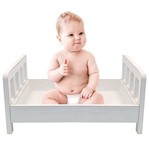 Capture Precious Moments: SPOKKI Newborn Props Bed – White Wooden Dream Bed