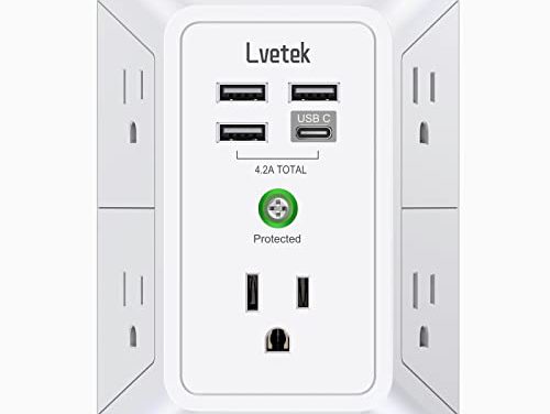Powerful USB Wall Charger with Surge Protector & Multi Plug Outlets