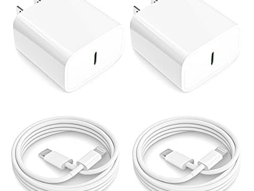 Fast Charge Apple iPhone 14 13 12 11 – 2Pack 20W PD Type C Wall Charger & 6FT USB-C to Lightning Cables
