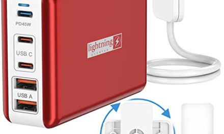 Super Fast 5-Port USB Charger: Type C & USB Ports, Apple&Samsung Compatible, Red