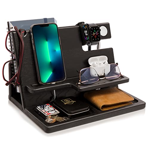 Ultimate Wood Organizer: Phone Dock, Key Holder, Wallet Stand
