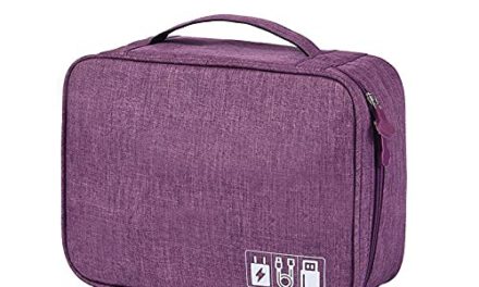 Portable Purple Electronic Organizer for USB Gadgets, Wires, and Chargers