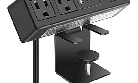 “Powerful CCCEI Desk Clamp Power Strip – Fast Charge USB C – Wide Outlet – Sleek Design”
