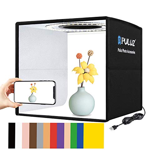 Portable Studio Kit with Foldable Photo Box, Vibrant 12-Color Backgrounds, Dimmable LED Lights, and 25 cm Photo Props