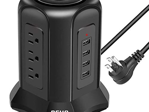 Ultimate Surge Protector Tower: 9 AC Outlets, 4 USB Ports