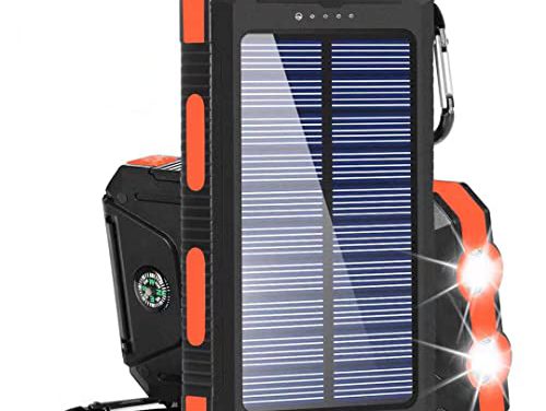 Powerful Waterproof Solar Charger: 20,000mAh Portable Backup with Dual USB/Flashlight