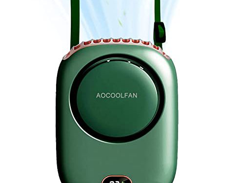 “Stay Cool Anywhere: Portable Neck Fan with USB Rechargeable, 3 Speeds (Dark Green)”