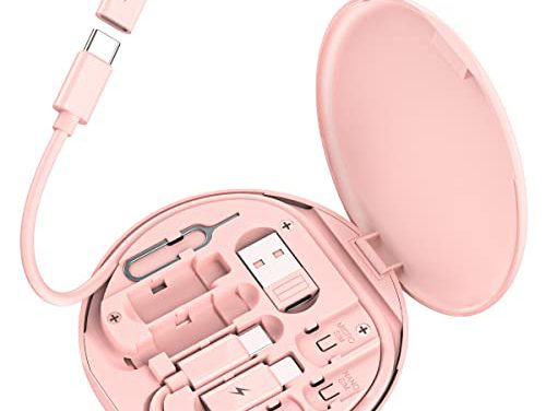 All-in-One USB Charging Kit with Data Transfer, Card Storage, and Phone Holder (Pink)