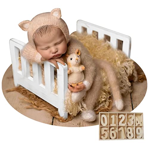 Capture Precious Moments with Vintage Wooden Bed for Newborn Photography