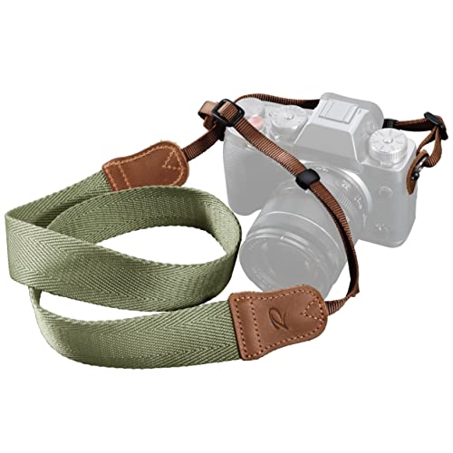 Stylish Camera Strap: Dual Layer Cowhide Ends, Wide Cotton Strap – Perfect for DSLR Photographers!