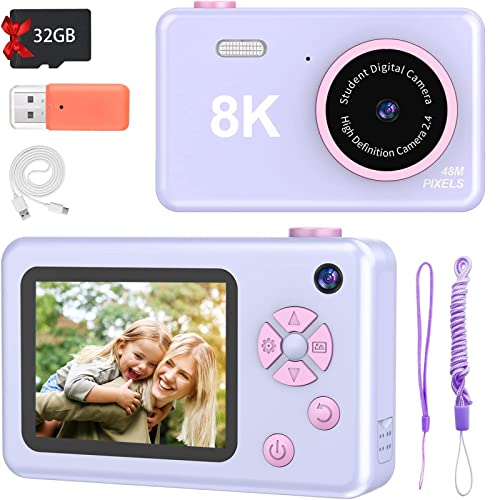 “48MP Action-Packed Kids Camera: Full HD, Rechargeable, 32GB SD – Perfect for Students & Teens!”