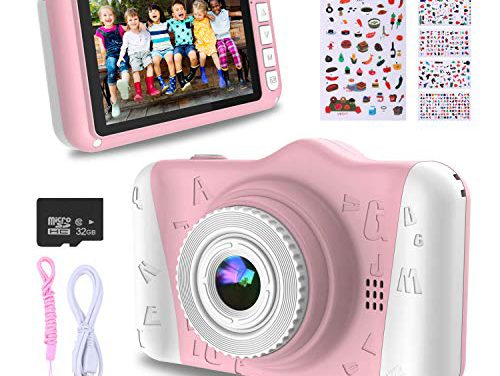 “Capture Moments: 12MP WOWGO Kids Camera for Boys and Girls – Vibrant Screen, 1080P, Rechargeable – Includes 32GB TF Card”