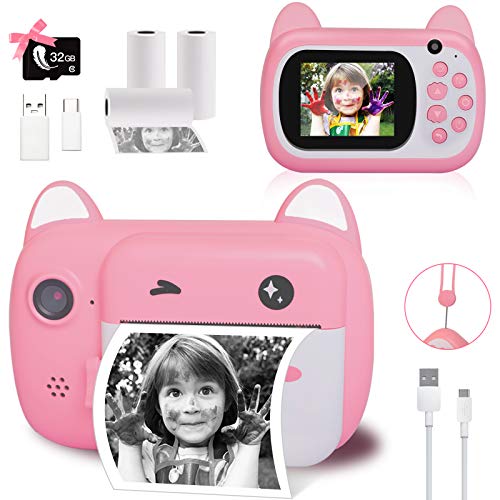 Upgrade Selfie Kids Camera: Instant Print, Zero Ink, Dual Lens, 1080P HD Video Recorder – Perfect Gift for Boys and Girls!