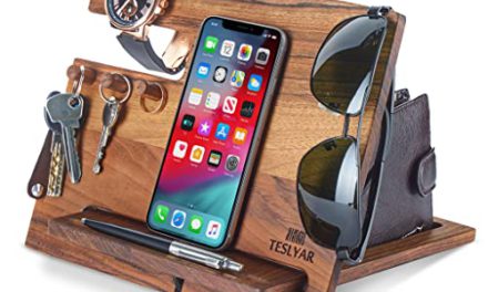 “Organize, Store and Display – Walnut Wood Phone Dock and Organizer for Men”
