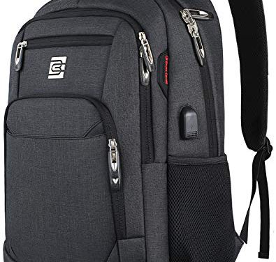 Slim, Durable Anti-Theft Laptop Backpack with USB Port – Perfect for Business Travel – Water Resistant – Fits 15.6″ Laptop – Black