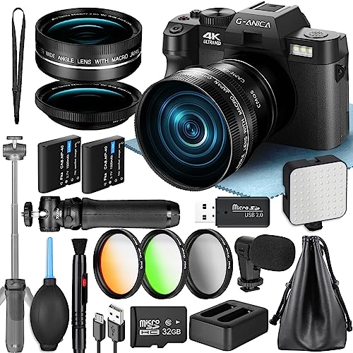 Capture Stunning Moments: G-Anica 4K Camera with Mic, WiFi & Tripod