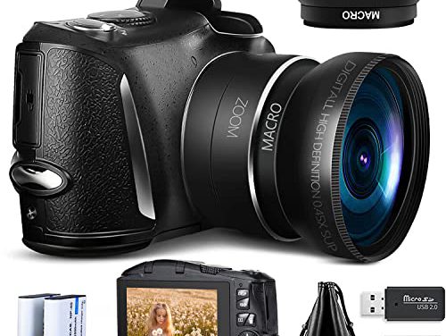 Capture Stunning Moments: Monitech Compact Vlogging Camera, 4K 48MP, 2 Batteries, 32GB SD, 16x Zoom