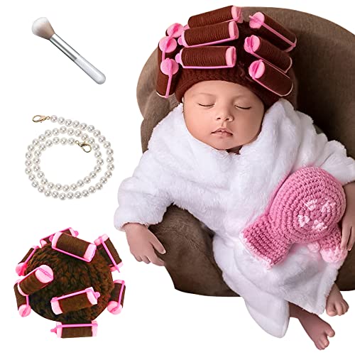 Baby Photo Props: Adorable Crochet Curler Hat for Newborns