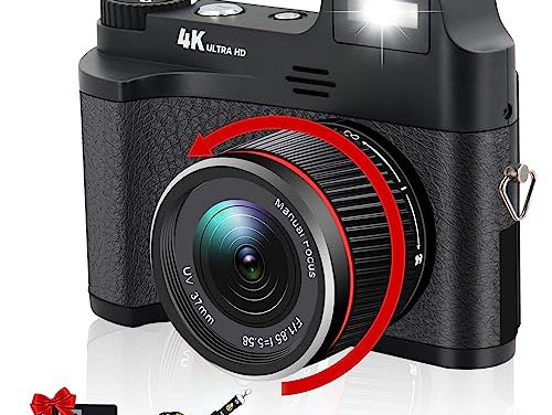 Capture Stunning Moments: High-Res 4K Camera – lovpo 4K 48MP Vlogger for YouTube, SD Card incl. Manualfocus, 18X Zoom, Portable with Neck Strap & Anti-Shak