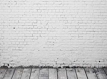 Capture Magical Moments with White Brick Wall and Gray Wooden Floor Photography Backdrop