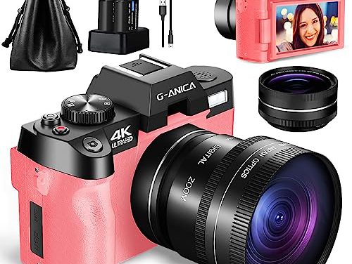 Capture stunning moments with G-Anica 4k Pink Camera: Powerful, WiFi-enabled, and perfect for YouTube, vlogging, and travel.