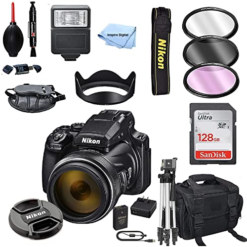 Captivating Nikon P1000 Camera Bundle: 128GB Card, Tripod, Flash, and More!