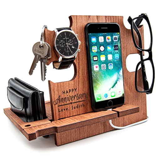 Custom Wood Phone Stand with Nightstand Organizer – Perfect Gift for Him!
