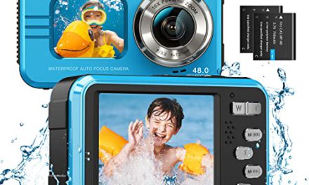 “Capture the Depths: 4K Waterproof Camera with Dual Screens, 64GB Card, and 16X Digital Zoom – Ideal for Snorkeling, Kids – Includes Fill Light and 2 Batteries!”