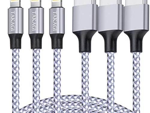Certified Takagi Charger – Fast & Reliable Lightning Cable for iPhone – 3PACK 6FT Nylon Braided Cord