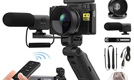 Ultimate Vlogger Kit: 48MP 4K Camera, Remote Control, Flip Screen, Tripod, Wide-Angle Lens, Mic, Batteries