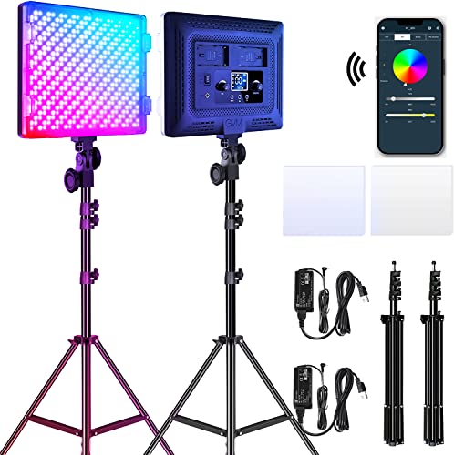 “Capture Vibrant Moments: GVM RGB LED Studio Lights – 2 Packs, 50W, APP Control – Perfect for Videography/Streaming”