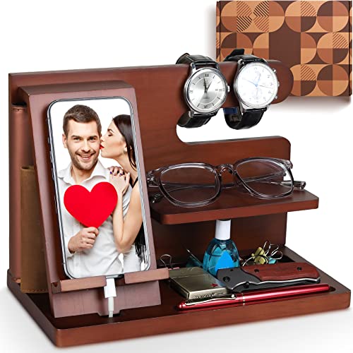“Surprise Him: Wood Docking Station for Phones, Ideal Gifts for Dad, Husband, Boyfriend, Grandpa”
