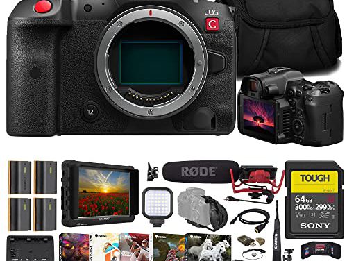 Powerful Canon EOS R5 C Camera Bundle: 4K Monitor, Rode VideoMic, Sony SD Card, Bag, Battery, Card Reader, LED Light & More!