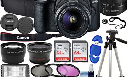 Capture stunning photos with the Canon EOS 2000D DSLR Camera Bundle