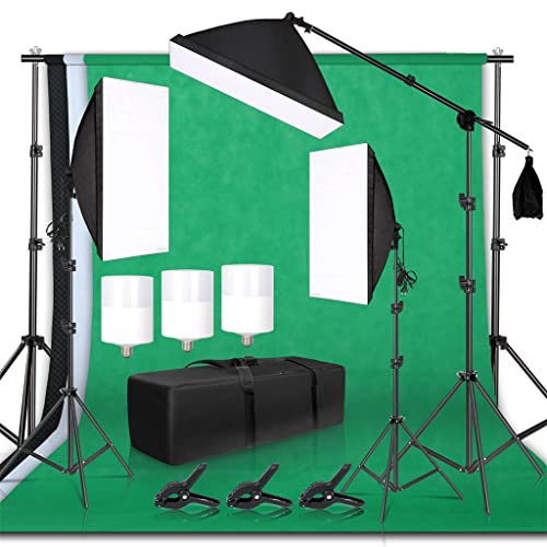 Enhance Your Photos: Complete Studio Lighting Kit + 3 Backdrops