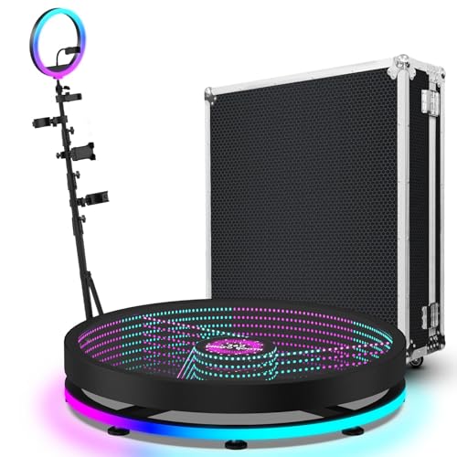 Captivating 360 Photo Booth: Light Box, Infinity Glass Video, Remote Control Rotation for Live Streaming Weddings & Birthdays