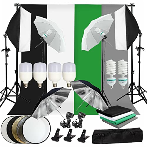 Capture the Perfect Shot: TJLSS Studio Lighting Kit with Background Support Stand & Colorful Backdrops