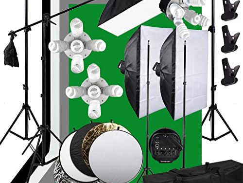 Ultimate Studio Lighting Kit with Boom Arm & Backdrop Stand