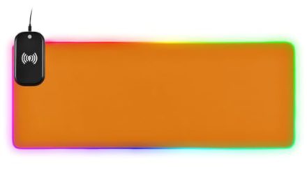 Powerful Orange Wireless Mouse Pad: XL Gaming Experience 35.4×15.7 in!