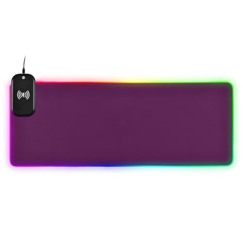Indulge in Luxurious Purple: Wireless Charging Gaming Desk Mat – RGB, XL Size!