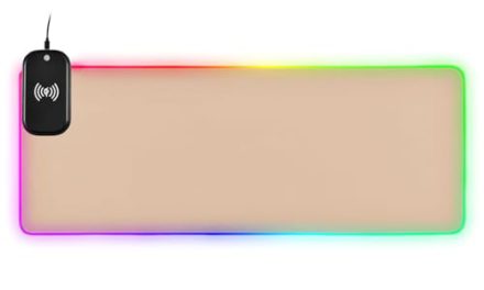 Ultimate Gaming XL Mouse Pad: Peach Puff with Wireless Charger!