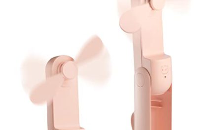 Portable Pink Handheld Mini Fan: 2 Speeds, Rechargeable Power Bank, Quiet for Office, Travel & Outdoors