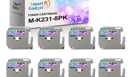 Upgrade Your Labeling Game with Smart Gadget LabelTape Replacement: Black & White, 12mm Wide X 8m Long, Brother P Touch Compatible | 8 Pack