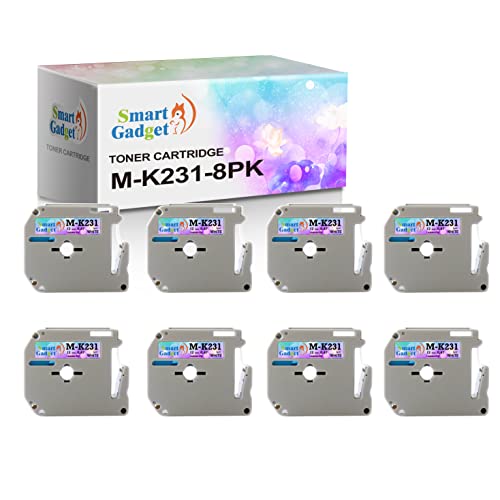 Upgrade Your Labeling Game with Smart Gadget LabelTape Replacement: Black & White, 12mm Wide X 8m Long, Brother P Touch Compatible | 8 Pack