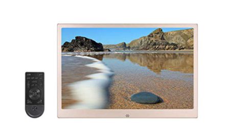 Slim 17″ Aluminum Photo Frame: Wall-Mounted, HD Display, Calendar, Alarm