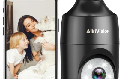 Enhanced AlkiVision: AI Bulb Cam – Wireless Protection, Full-Color Night Vision, Auto Tracking, Siren Alarm!