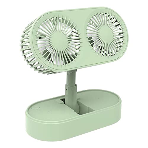 Powerful Dual-Head Desktop Fan: Compact & Foldable, Rapid Cooling for Office & School