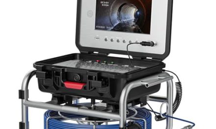 High-Resolution Sewer Pipe Camera with Self-Leveling and Distance Tracking