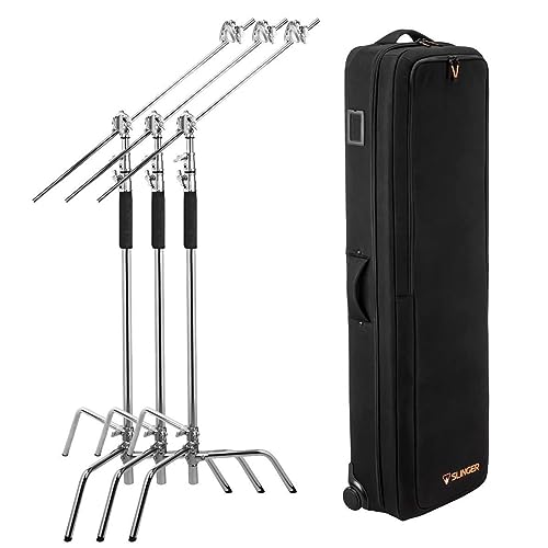 Ultimate Lighting Kit: Flashpoint 10′ Century Stand Trio with Chrome Finish, Rolling Bag, and Versatile Accessories